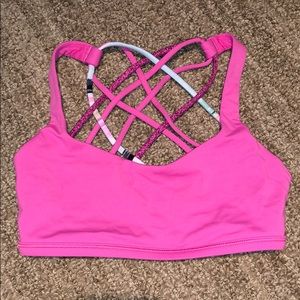 free to be wild pink lululemon sports bra